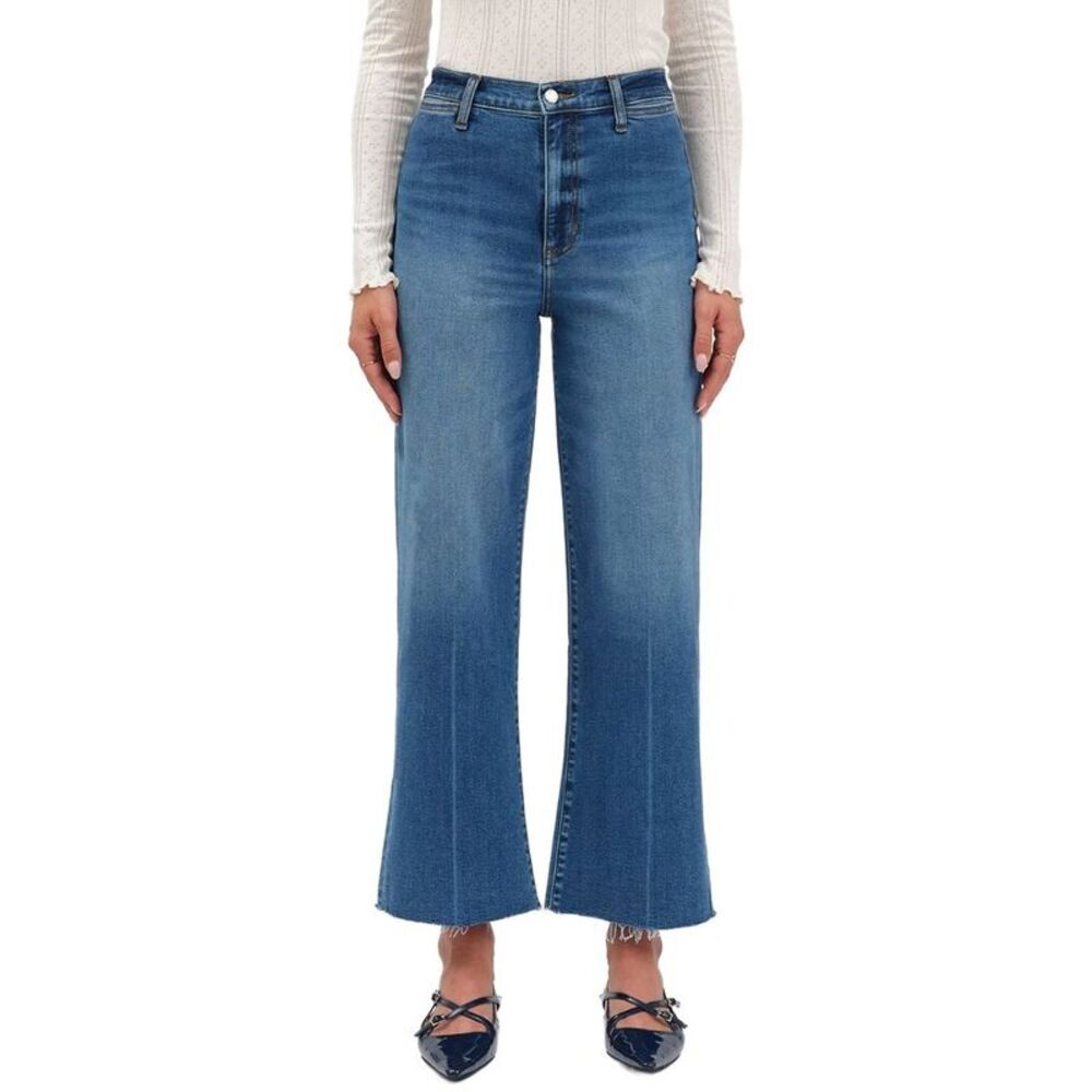 Daze Denim Womens  Pleaser Indigo Wave High Rise Wide Ankle Jean
